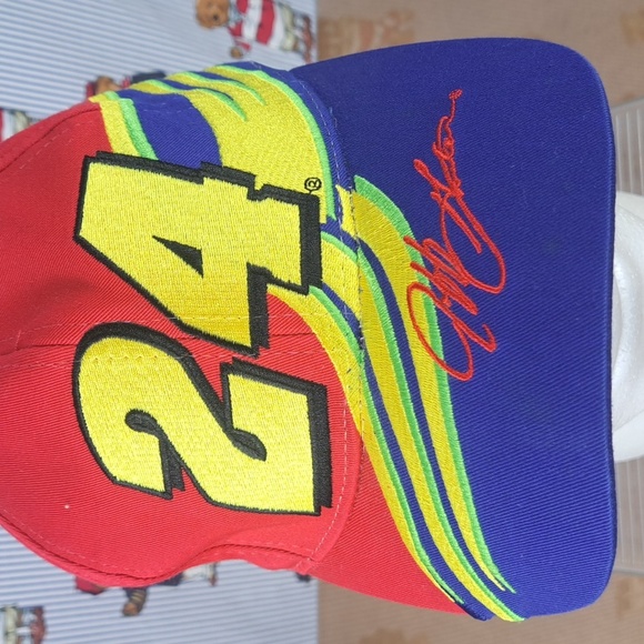 Jeff Gordon NASCAR #24 stitched logo spellout red & blue snapback racing hat - Picture 5 of 8